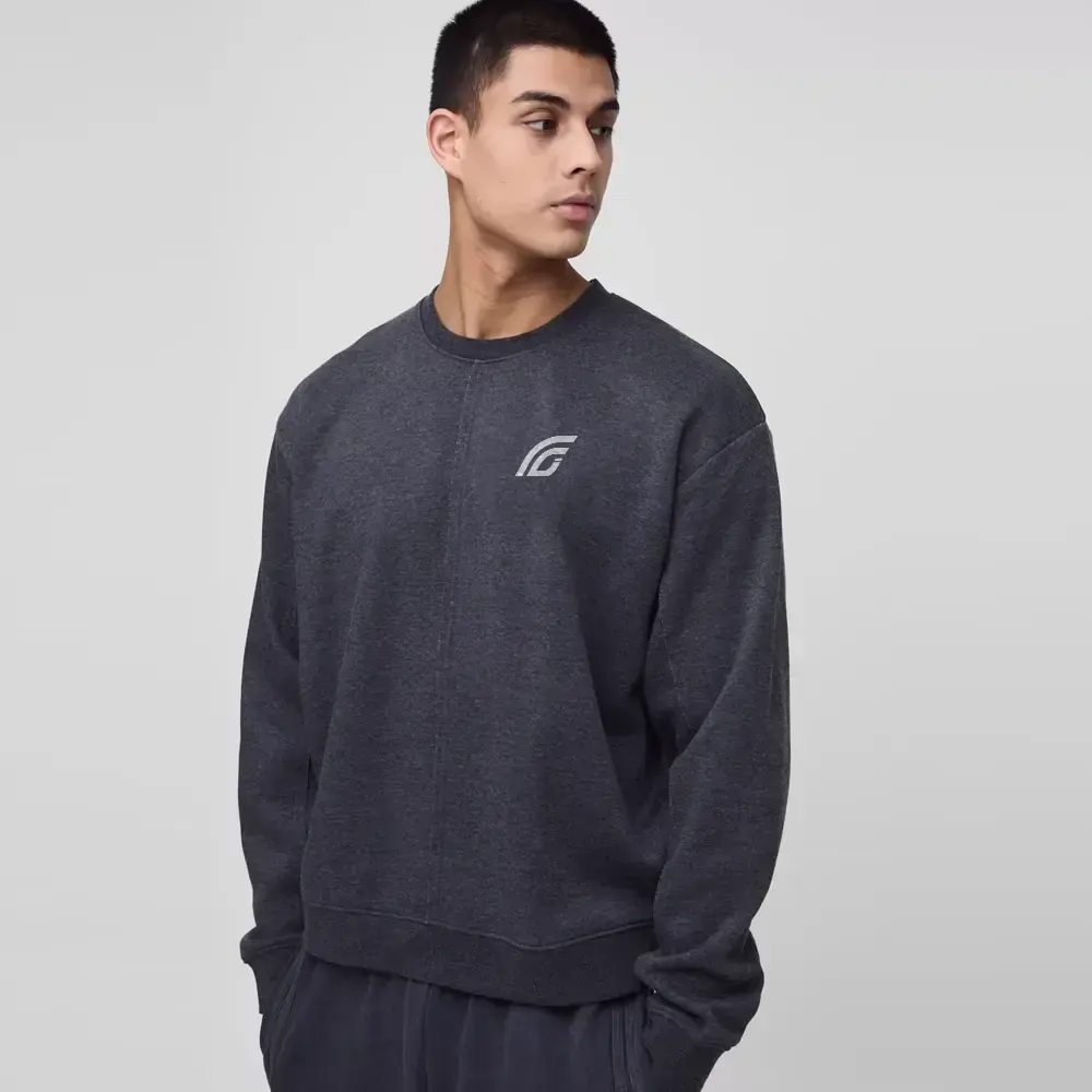 Oversized Half Sleeve Faux Layer 13 Applique Sweatshirt